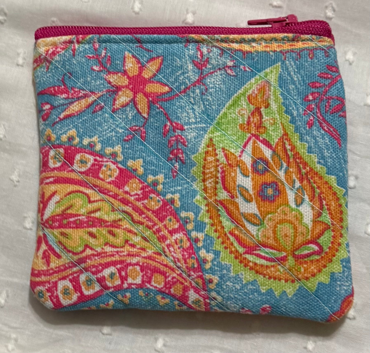 Hot pink/blue coin pouch